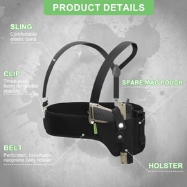 Quick Draw Shoulder Holster - Belly Band Holster for Everyday Comfortable Concealed Carry for Small, Compact and Other Similar Gear, Right 45” Black