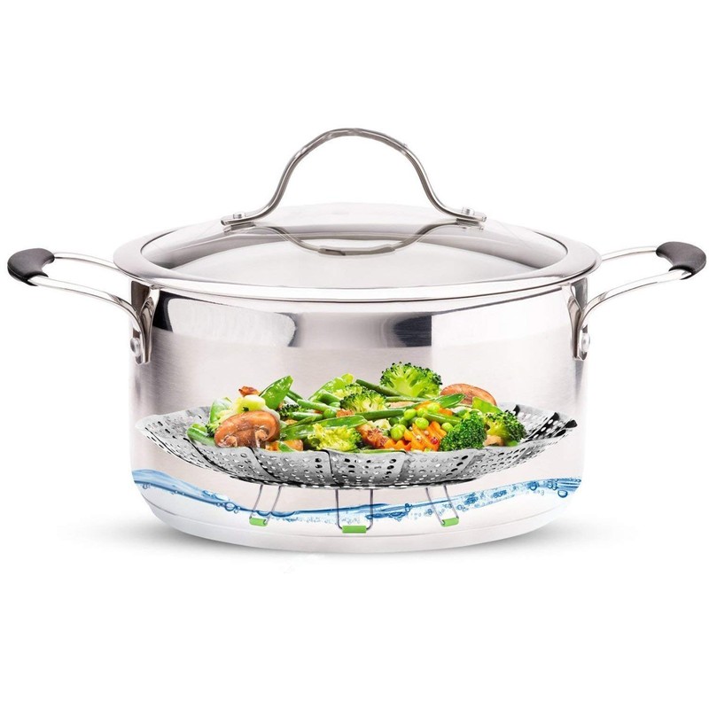 Consevisen Vegetable Steamer Basket for Cooking Food, Stainless Steel Veggie