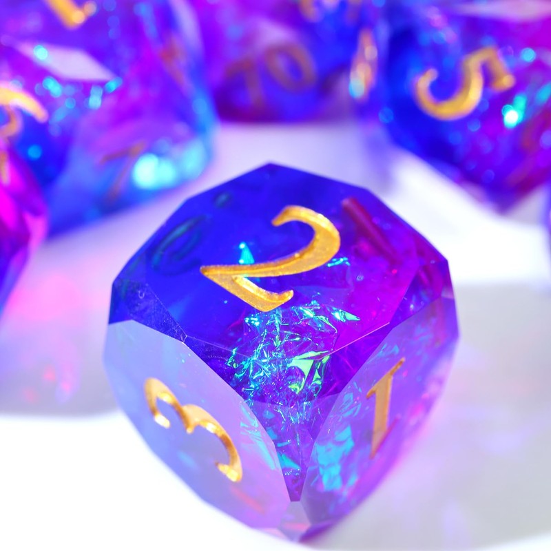 XENOLU DND Dice Set, Diamond Cut Sharp Edge Polyhedral Resin