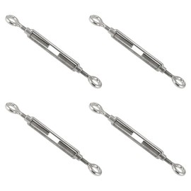 M4 Turnbuckle Eye Tensioners, 304 Stainless Steel Heavy Duty Adjustable Turnbuckle Wire Rope Tensioner for Outdoor Tents Garden Hanging, Pack of 4