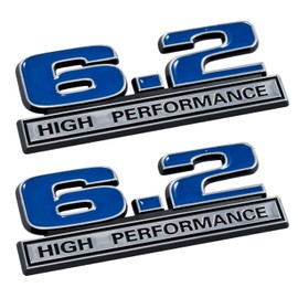 6.2 Liter High Performance Emblems in Blue and Chrome - Pair