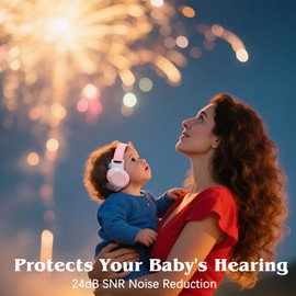 Bella's Friends Baby Ear Muffs for Noise Protection - Comfy & Adjustable 24dB Noise Cancelling Headphones for Babies(3–48 Months) - Soft Fontanel-Safe Design Improves Sleep & Travel Comfort,Pink