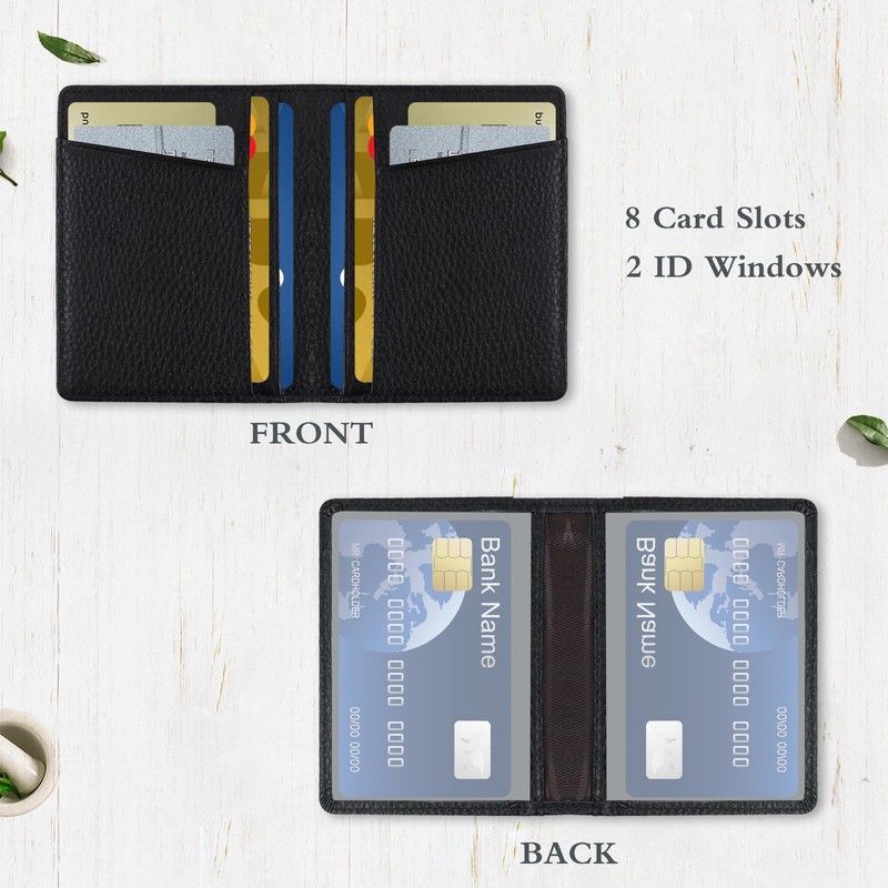 Feelorna Slim Wallet for Men, Compact Cards Case Leather Wallets