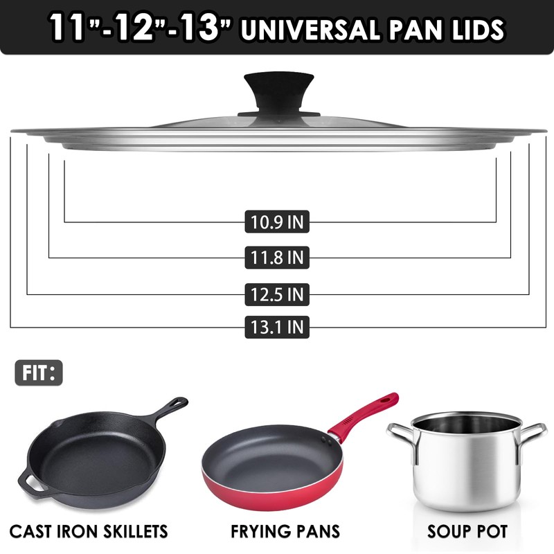 Universal Lid for Pots and Pans, Fits 11", 12" &