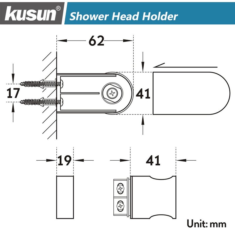 Kusun HSZJ002 Adjustable Shower Holder Wall Rail Shower Head Holder