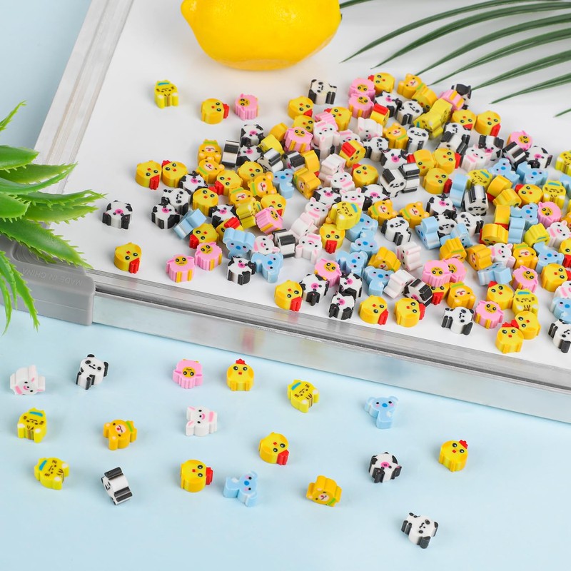 FOIMAS 300pcs Mini Animal Erasers,Assorted Pencil Eraser for Kids Classroom