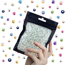 CLRDIVA 3000pcs 5mm White AB Flatback Resin Rhinestones Bulk Jelly Gems Flat Back Crystals Non Hotfix Wholesale Stones Diamonds for Crafts Tumblers Face Eye Makeup Nails Bling DIY Decoration