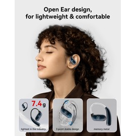 Open Ear Headphones Wireless Bluetooth,Dual Link Open Ear Earbuds with Mic,Noise Cancelling,Lightweight 7.3g, 60Hrs Playtime,Bluetooth 5.3 IPX5 Waterproof for Running,Sports,Workouts (black) (black)