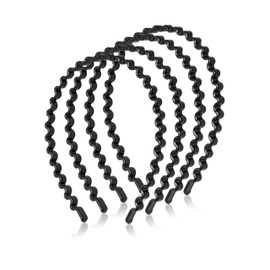 GWOZI Headbands for Women & Men - Plastic Resin Mens Headbands for Long Hair - Zig Zag Headbands, Non-Slip - Wavy Hairbands for Women's Hair with Teeth, 4 Pcs