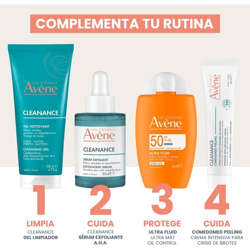 Avene Cleanance Gel Limpiador Facial Piel Grasa y Mixta, 200ml