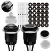 FILN 2-Pack 19mm White LED Latching Push Button Switch, 12V-24V