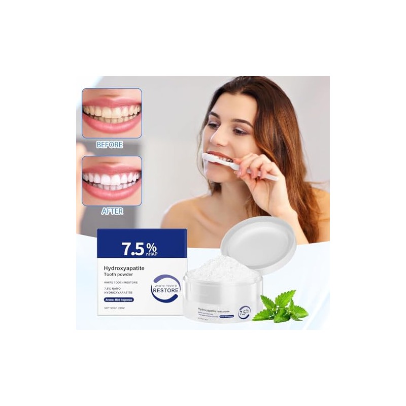 7.5% Hydroxyapatite Tooth Powder for Enamel Protection, Toothpaste Hydroxyapatite for