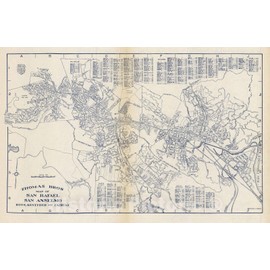 Historic Map : Thomas Bros Map of San Rafael, San Anselmo, Ross, Kentfield and Fairfax, California, 1938 - Vintage Wall Art - 44in x 29in