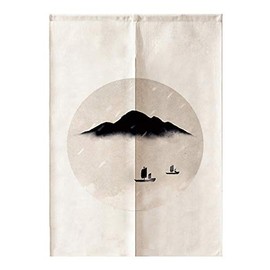 MYRU Chinese Ink Style Door Curtain Japanese Noren Room Decoration Feng Shui (Ink Landscape, 33 by 59 Inch)