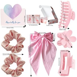 Caja de regalo de accesorios para el cabello: 3 pinzas para el pelo, 2 cuerdas para el pelo. Hermoso conjunto de caja de regalo para regalar, de San Valentín, Navidad, Día de la Madre, Día de la Mujer. (Black)