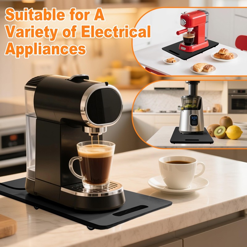 Bamboo Appliance Slider, Elegant Sliding Tray for Coffee Maker &