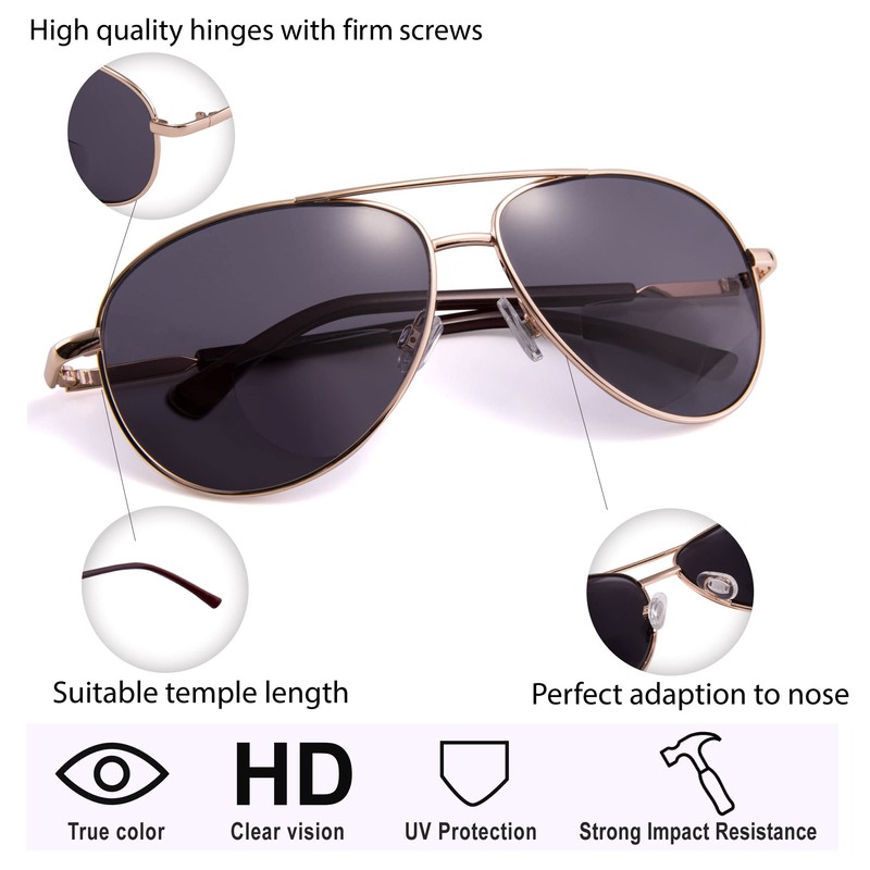 EYEGUARD Gafas De Sol Bifocales De Estilo Clásico Unisex Lectores