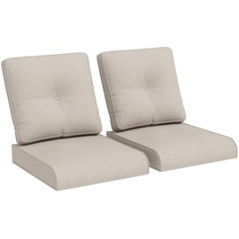 Joyside Outdoor Chair Cushions Set, 24 x 22.5 Inch Patio Furniture Deep Seat Cushions, Water Resistant & Thick Cushion, Outdoor Replacement Cushions for Seat and Sofa (Beige, 2 Set)