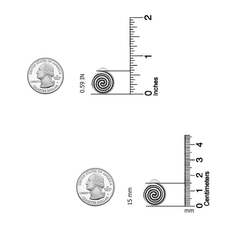 LeCalla 925 Sterling Silver Round Texture Antique Clip On Earrings