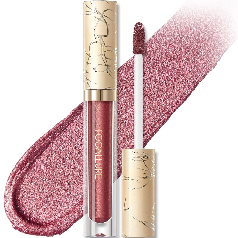 FOCALLURE Metallic Liquid Lipstick,Non Stick Cup Lip Gloss,High Impact Lip