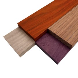 Barrington Hardwoods Imported Exotic Hardwood Variety Pack - Red Zebrawood, Purpleheart, Padauk, Okoume - 3/4" x 4" (4 Pcs) (3/4" x 4" x 36")