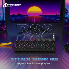ATTACK SHARK R82HE 75% Rapid Trigger Mechanical Gaming Keyboard Wired,Hall Effect Magnetic Switch,Adjustable Actuation Esports,8KHz Polling Rate,0.08ms Latency with C01 Ultra Lighting Cable (Black)