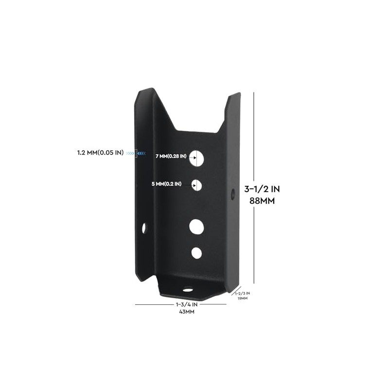 24 Pack Galvanized Black Fence Brackets for Wood 2x4, Carbon