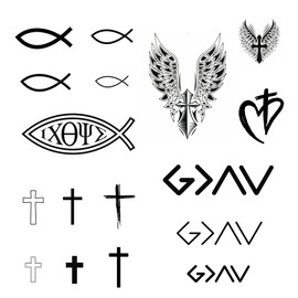 One Grace Christian Temporary Tattoos - God is Greater than Highs and Lows, Cross Tattoos, Ichthys