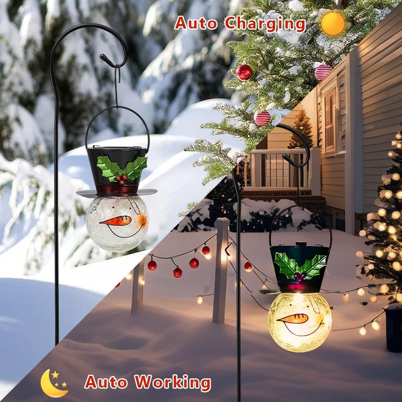 Linterna de muñeco de nieve de Navidad con gancho (7002A)