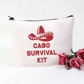 POFULL Cabo Mexico Bachelorette Party Gift Wedding Party Cosmetic Bag Cabo San Lucas Gift Cabo Survival Kit Zipper Makeup Bags Travel Toiletry Bag Accessories (cabo bag)