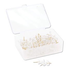 U Brands Push Pins, Clear Pastic Head, Gold Steel Point, 100-Count (3087U06-24)