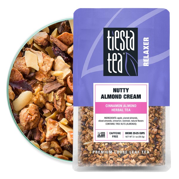 Tiesta Tea - Nutty Almond Cream, Cinnamon Almond Herbal Tea, Loose Leaf, Up to 25 Cups, Make Hot or Iced, Non-Caffeinated, 12.6 Ounce Resealable Pouch, Pack of 6