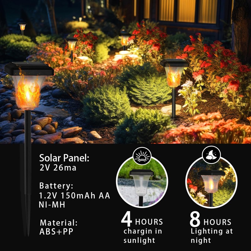 Swingers Solar Lights Outdoor,with Upgraded 2nd-gen Flame tech,LED Solar Torch