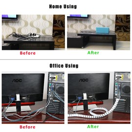 Cable Bundler Organizer Flexible & Expandable Cable Management Sleeve Coiled Tube Cable Collector- Dia. 0.87 Inch 9.5 Foot Length