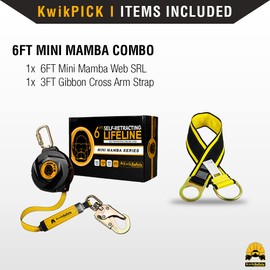 KwikSafety - Charlotte, NC - Mini Mamba 6’ [Combo] Self Retracting Lifeline Carbonate Lightweight Housing Class 1 Web SRL ANSI OSHA Retractable Fall Arrest Safety Roofing Construction