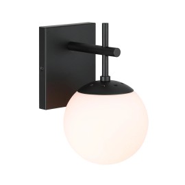 US  Glass Ball E26 Nordic Modern Wall Mounted Sconce Reading Light Bathroom Vanity Lighting Wall Lamp for HomeBody color: Matte Black, Lamp Power(W): 60, Lamp Sizes: 1- Light