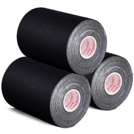 Kinesiology Tape Set, Elastic Tape 5 cm / 7.5 cm / 10 cm x 5 m, Sports Muscles Centre Fitness Band (Black, 10 cm x 5 m)