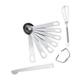 Cucharas Medidoras De Acero Inoxidable Tazas Con Palillo Medidor Y Batidor Cucharas Apilables De Cocina Juego De MedicióN Para Ingredientes Secos Y LíQuidos Cabe En Tarros De Especias
