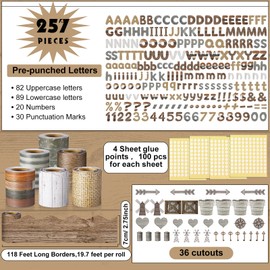 Kosiz Farmhouse Bulletin Board Decoration Set 118 ft Scalloped Bulletin Board Borders Classroom Poster Border Trim with 257 Pcs Letter Number Symbol Cutout for School Decor