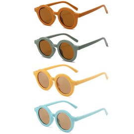 4 Stück Kinder Runde Sonnenbrille, Kinder Sportbrille Brille mit UV Schutz, Kinder Sonnenbrille UV400, Baby Sonnenbrille, mit UV Schutz, Mode Sportbrille Brille, für Kinder von 3 bis 10 Jahren