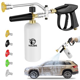 Yopqwie Foam Cannon for Pressure Washer with Foam Cannon Dual Connector, 5 Power Washer Sprayer Nozzles, Innovative 2-in-1