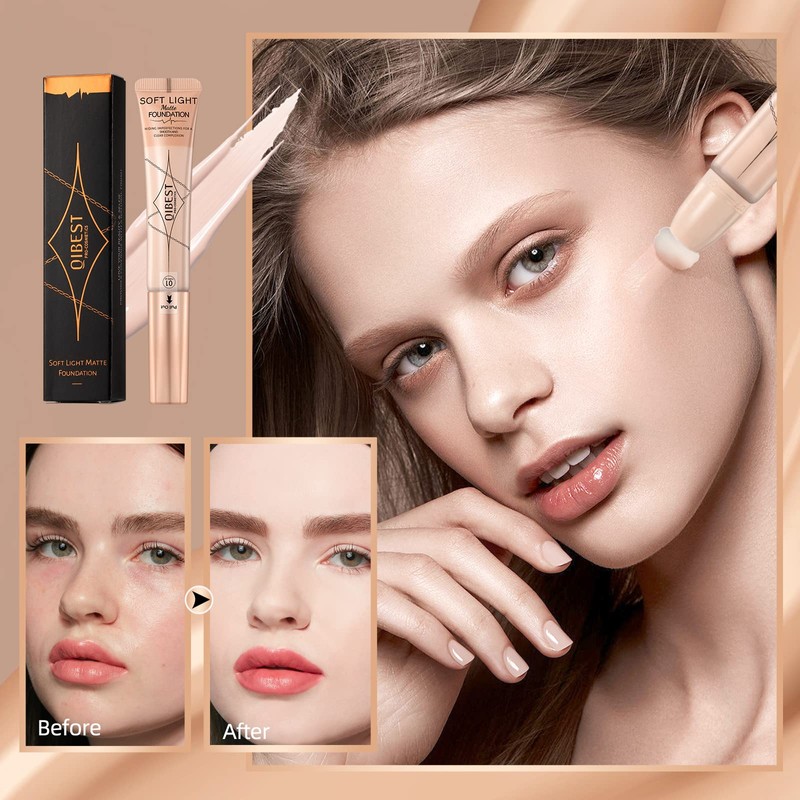 Full Coverage Foundation, Liquid Mat Foundation with Cushion Applicator, Waterproof