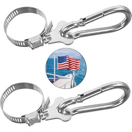 2-piece flagpole ring, stainless steel adjustable flagpole ring clamp anti winding flagpole installation ring, suitable for ships, yachts, vehicles, gardens, flagpoles diameter of 0.9-1.8 inches