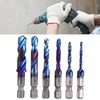 6pcs Spiral Tap Drill Bit Set Blue Plating Coating Hex