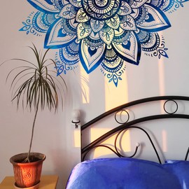Mandala Wall Stickers Lotus Mandala Bohemian Wall Hanging Decoration Bohemian Style Wall Sticker Wall Sticker Removable Scandinavian Buddhist Lotus Bohemian Decoration Removable Lotus Yoga Meditation