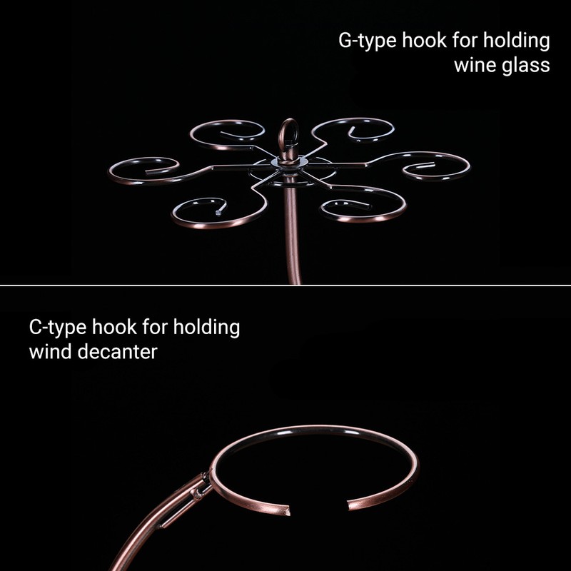 2-in-1 Red Wine Glass Rack & Wine Decanter Vintage Bronze