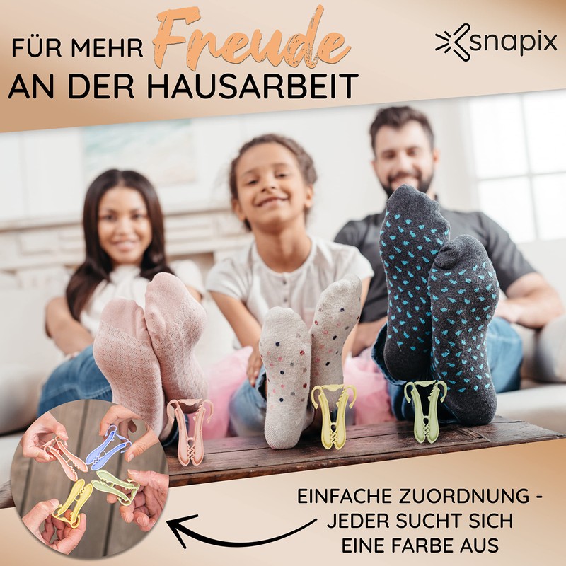 snapix® Sock Clips [Pack of 40] Including Peg Bag and