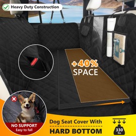L'AGRATY Dog Car Seat Cover: Waterproof Back Seat Extender for Dogs with Side Flaps - Nonslip Hard Bottom Car Seat Cover for Dogs with Mesh Window: 60/40 Split Bench Dog Hammork Bed for Car SUV Truck