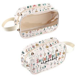 MNIGIU Social Worker Thank You Gift Social Worker Alphabet Clear Cosmetic Bag for Therapist Counselor (Social WorkerBag)