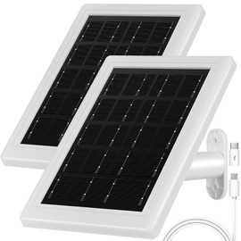 Solar Panel for Security Camera, 5V USB Solar Panel Compatible with Eufy Cam 2C/2C Pro/E40/E20/2/2 Pro/E Camera WYZE Battery Cam Pro,16.4ft Charge Cable, IP65 Waterproof (2 Pack, White)